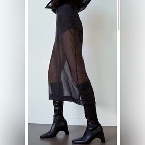 NWT!! The Frankie Shop PERI SHEER MIDI SKIRT Medium in Black